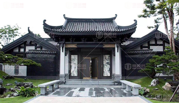 中式風(fēng)格四合院銅門_香洲埠樓王銅大門