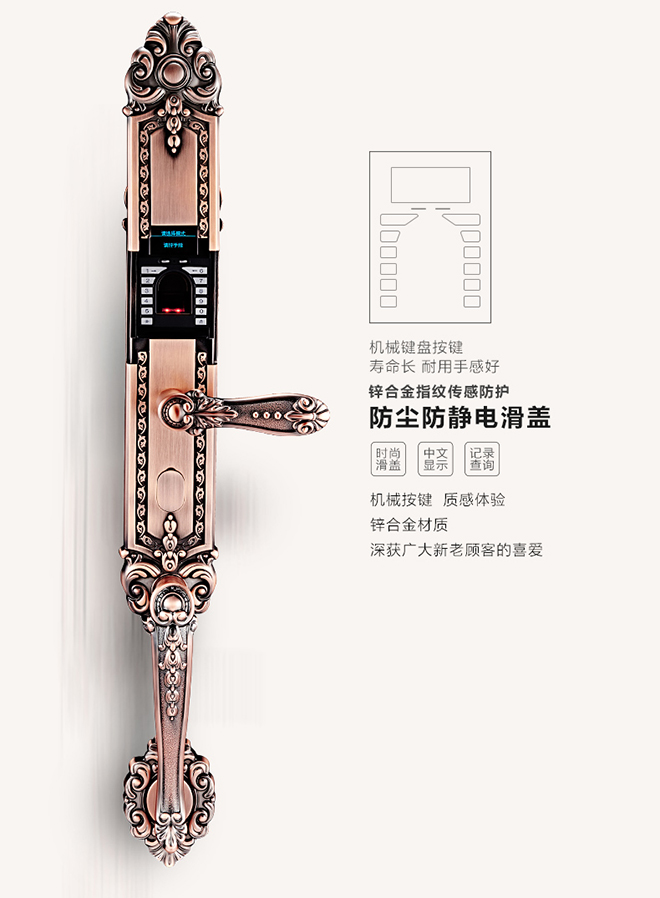 指紋密碼鎖_銅盟薈銅門